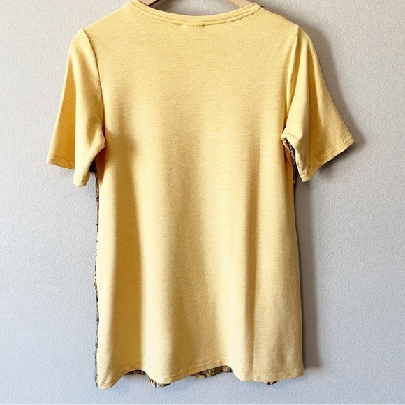 LOGO by Lori Goldstein Gold Floral Lace Short Sleeve Blouse Size XS - Picture 4 of 8